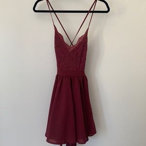 Tobi Burgundy Open Back Mini Dress